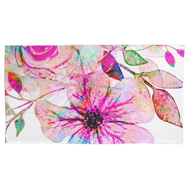 Watercolor flowers  Single Pillowcase, King Size Pillowcase (Front)
