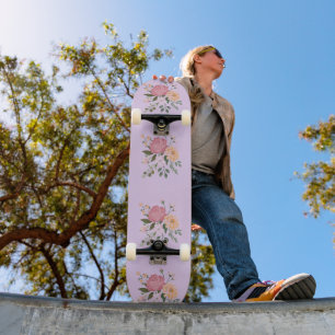 Watercolor flowers skateboard