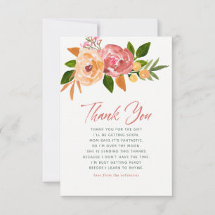 Watercolor flowers Spring Baby Shower Thank You Card