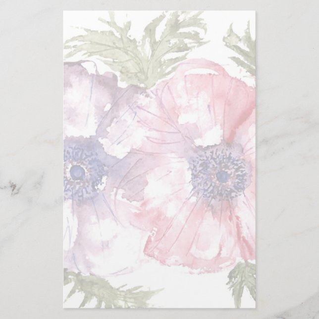 Watercolor flowers stationery (Front)