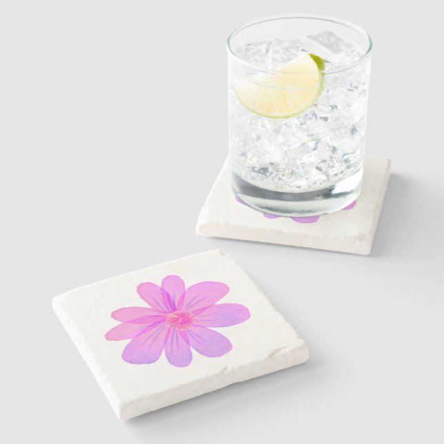 Watercolor flowers  stone coaster (Side)
