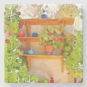 Watercolor flowers stone coaster
