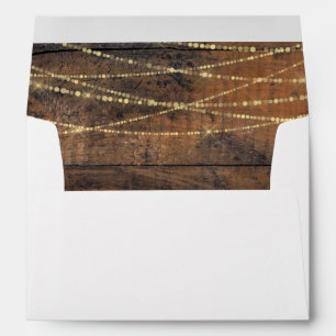 Watercolor Flowers String Lights Rustic Barn Wood Envelope