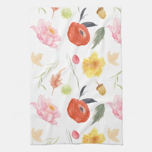Watercolor Flowers Tea Towel