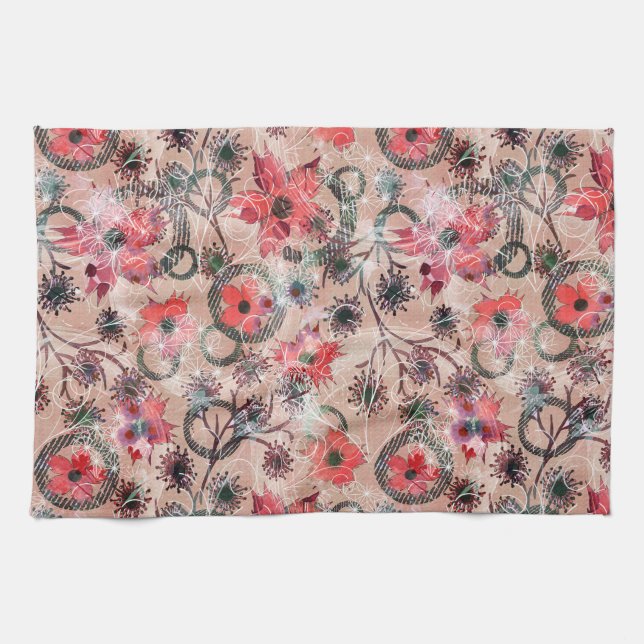 Watercolor, flowers . tea towel (Horizontal)
