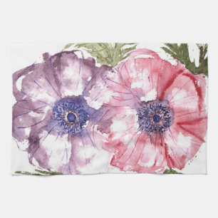 Watercolor flowers tea towel