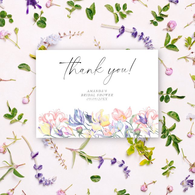 Watercolor flowers - thank you bridal shower  card (Creator Uploaded)