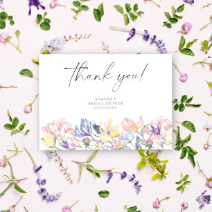 Watercolor flowers - thank you bridal shower  card