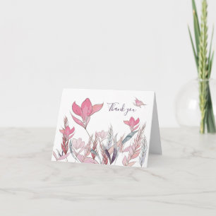 Watercolor flowers thank you card