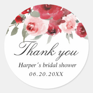Watercolor flowers thank you favour sticker