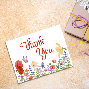 Watercolor flowers thank you postcard