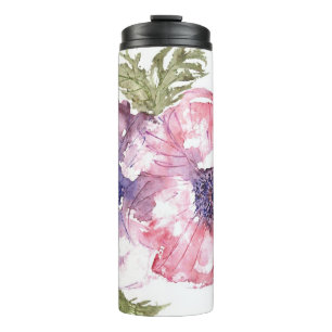 Watercolor flowers thermal tumbler