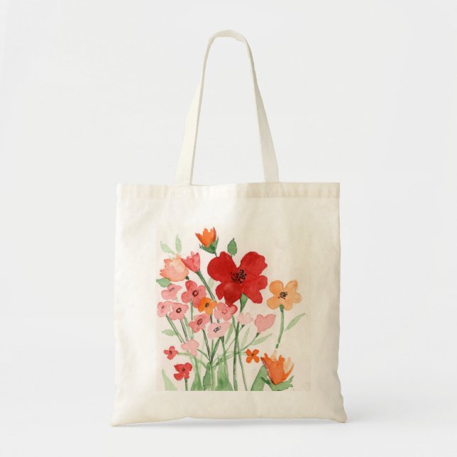 Watercolor Flowers Tote Bag (Front)
