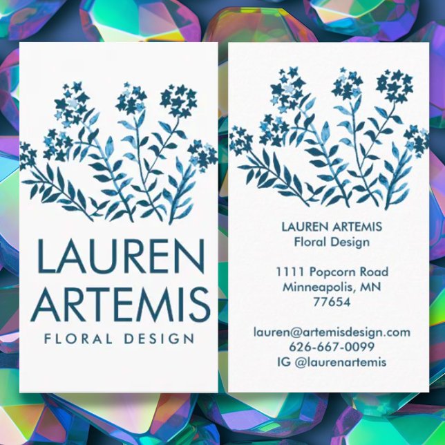 Watercolor Flowers Unique Modern Botanical Floral Business Card (Creator Uploaded)