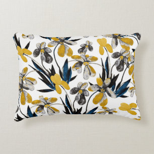 Watercolor flowers: vibrant summer pattern. decorative cushion