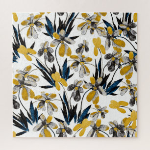 Watercolor flowers: vibrant summer pattern. jigsaw puzzle