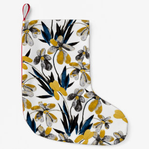 Watercolor flowers: vibrant summer pattern. small christmas stocking