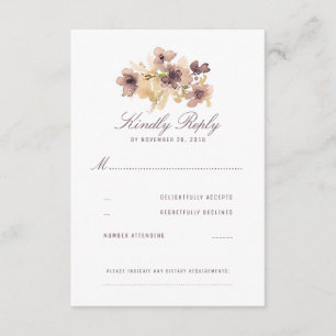 Watercolor Flowers Vintage Wedding RSVP Card