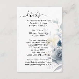 Watercolor Flowers Wedding Details Card