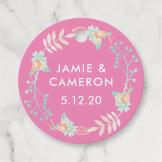 Watercolor Flowers Wedding Favour Tags