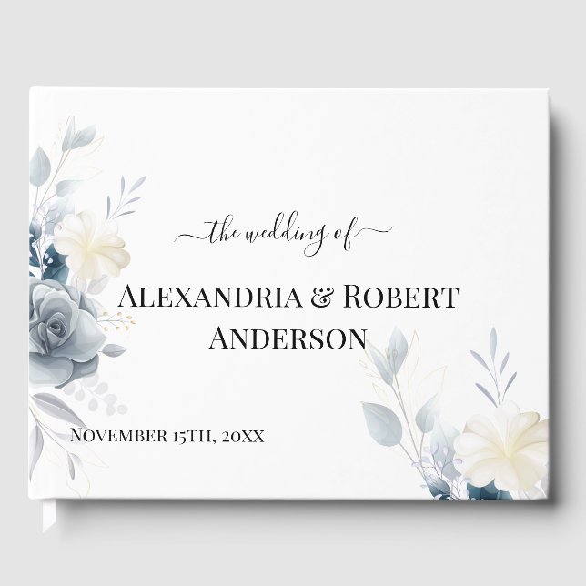 Watercolor Flowers Wedding Guest Book (Front)