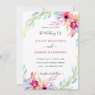 Watercolor Flowers Wedding Invitation