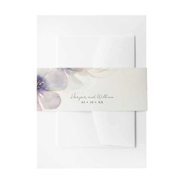 Watercolor flowers wedding invitation  invitation belly band (Front Example)