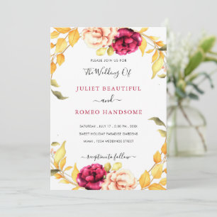 Watercolor Flowers Wedding Invitations Example