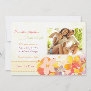 Watercolor Flowers Wedding Photo Save the Date