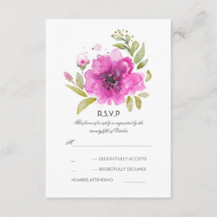 Watercolor Flowers Wedding RSVP Card