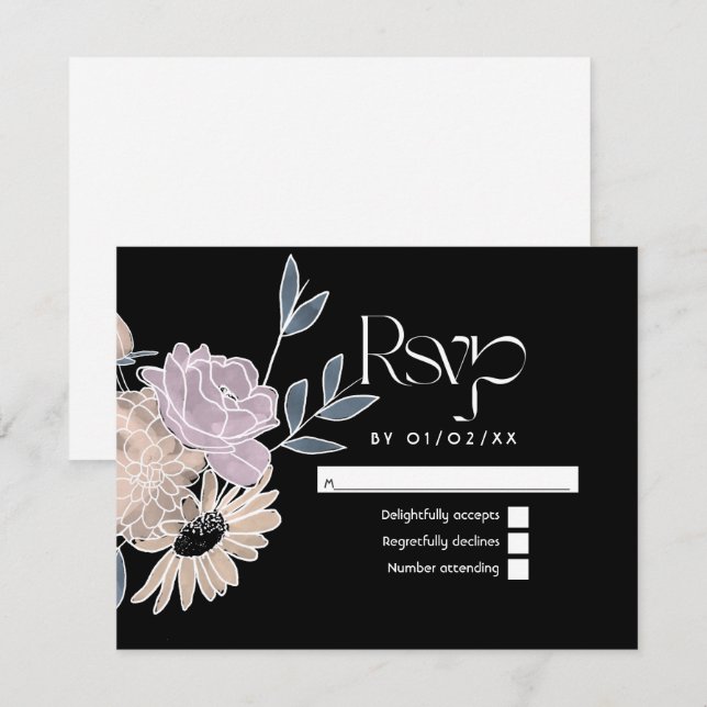Watercolor Flowers Wedding RSVP Card (Front/Back)