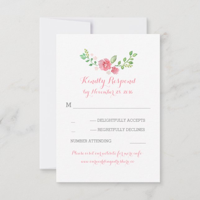 watercolor flowers wedding RSVP cards (Front)