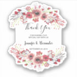 Watercolor flowers Wedding Thank You custom cut<br><div class="desc">Watercolor flowers,  elegant Thank you Wedding,  custom cut vinyl stickers.
Add your own names and text to personalise.
You can also add the stickers on envelopes,  for your wedding postage,  as envelope seals.</div>