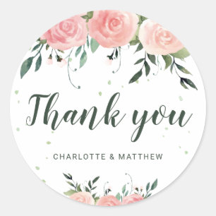 Watercolor Flowers Wedding Thank You Sticker