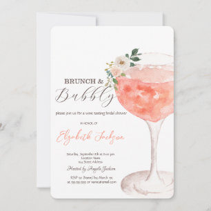 Watercolor Flowers Wine Brunch & Bubbly Invitation