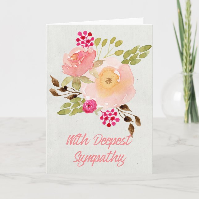 Watercolor Flowers - With Deepest Sympathy Card (Front)