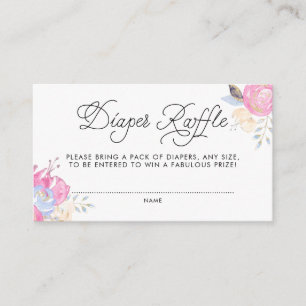 Watercolor Flowers with Glitter Diaper Raffle Enclosure Card