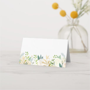 Watercolor Flowers with Gold Foil Greenery Wedding Place Card