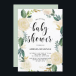 Watercolor Flowers with Gold Glitter Baby Showers Invitation<br><div class="desc">Elegant and whimsical baby shower invitation featuring watercolor floral pattern with faux gold foil and faux gold glitter accents - there's no actual gold foil or glitter. The floral wreath invitation is perfect for spring baby showers.</div>