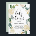Watercolor Flowers with Gold Glitter Baby Showers Invitation<br><div class="desc">Elegant and whimsical baby shower invitation featuring watercolor floral pattern with faux gold foil and faux gold glitter accents - there's no actual gold foil or glitter. The floral wreath invitation is perfect for spring baby showers.</div>