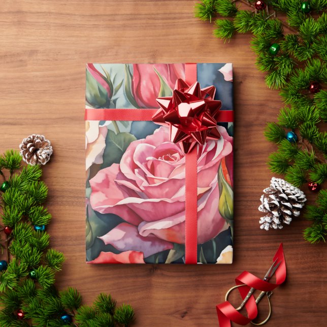 Watercolor flowers wrapping paper (Holiday Gift)