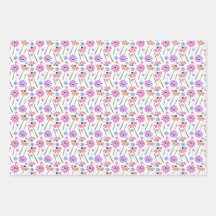 Watercolor Flowers Wrapping Paper Set