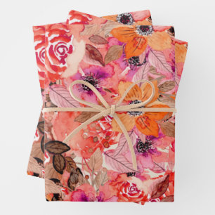Watercolor Flowers Wrapping Paper Sheet