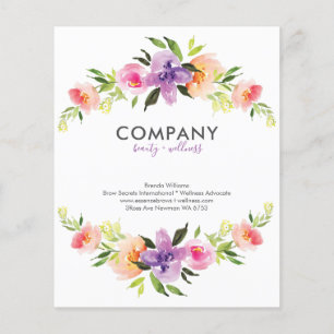 Watercolor flowers wreath frame flyer