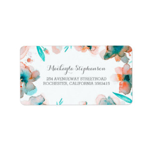 Watercolor Flowers Wreath Label