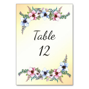 Watercolor Flowers Yellow Shine   Table Number