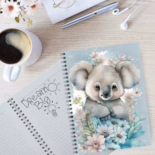 Watercolor Flowery Koala Notebook