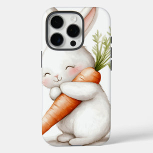 Watercolor Fluffy Bunny Carrot Love iPhone 16 Pro Case