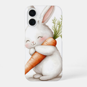 Watercolor Fluffy Bunny Carrot Love iPhone 16 Case