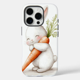 Watercolor Fluffy Bunny Carrot Love  iPhone 16 Pro Case